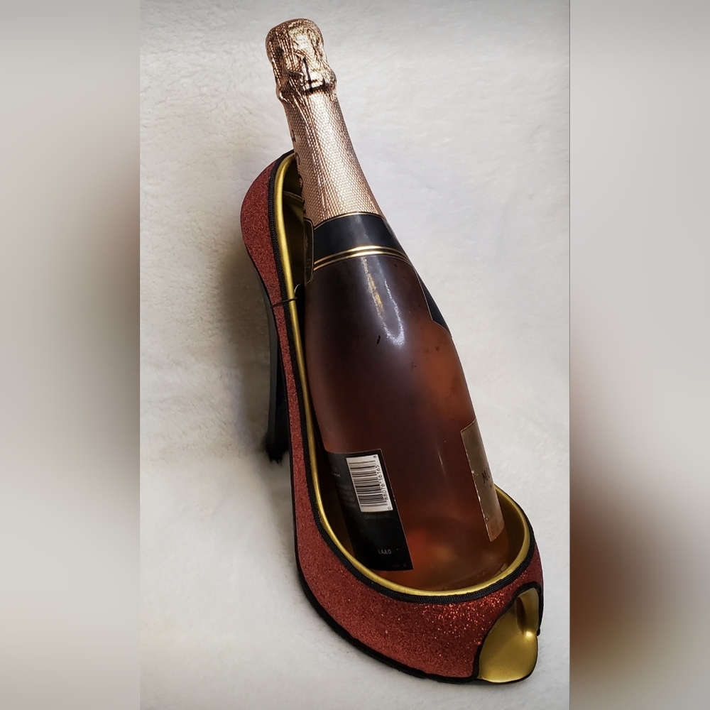 Bebe Red Sparkly High Heel Champagne Bottle Holder (Champagne Sold Separately)